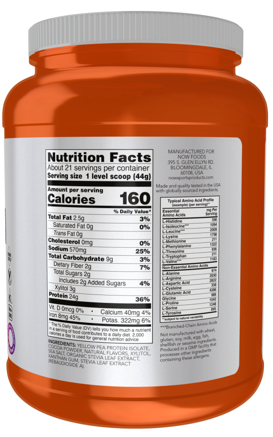 Now Sports- Pea Protein Creamy Chocolate Powder (Original)