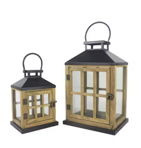 Portable Decorative Wood Lantern (2pc)