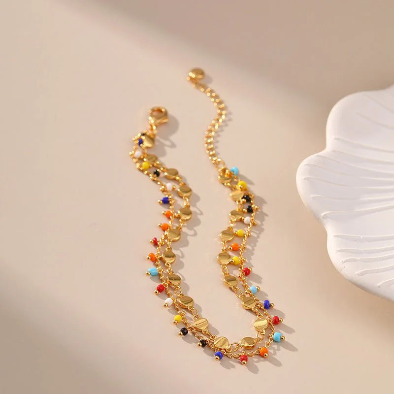 Candy Color Small Rice-shaped Beads National Style Anklets